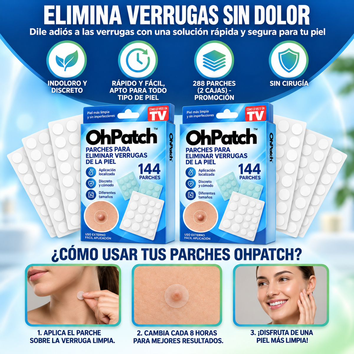 Ohpatch - Parches para eliminar verrugas en la piel