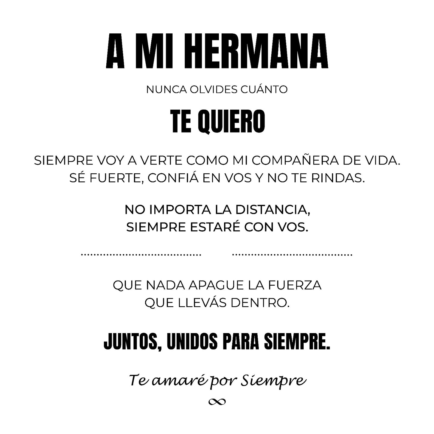 A Mi Hermana | Siempre Unidos | Pulsera Corazón