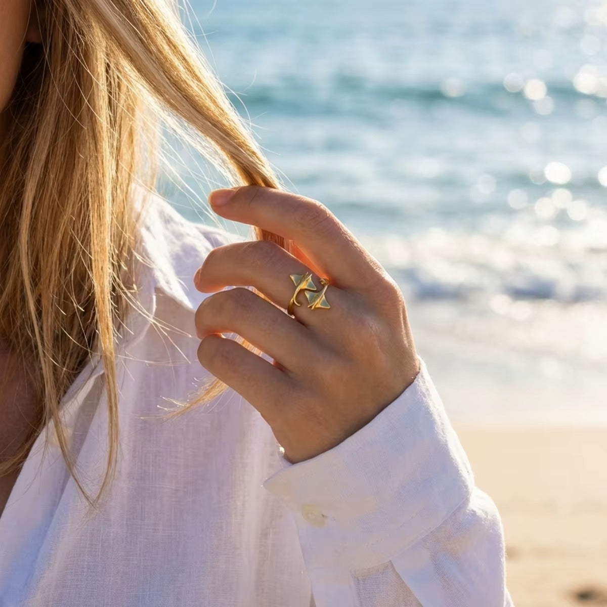 Anillo Mantarraya Dorada ( Ajustable )