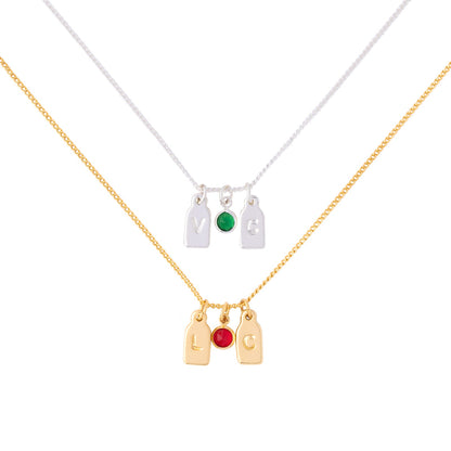 Collar 2 iniciales + piedra de aniversario