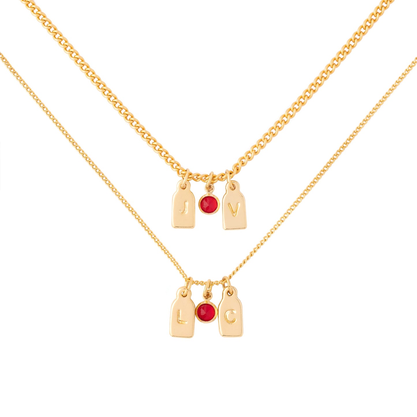 Collar 2 iniciales + piedra de aniversario