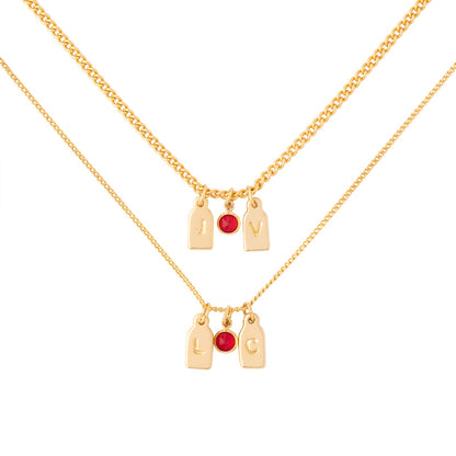 Collar 2 iniciales + piedra de aniversario