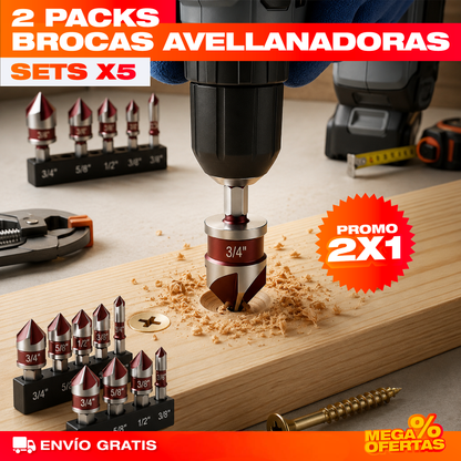 Promo 2x1 Set Mechas Avellanadoras – Esconde la Cabeza del Tornillo y Deja Acabado Pro