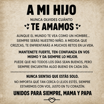 A Mi Hijo | Pulsera de Cuero Siempre Unidos | Regalo Mama y Papa