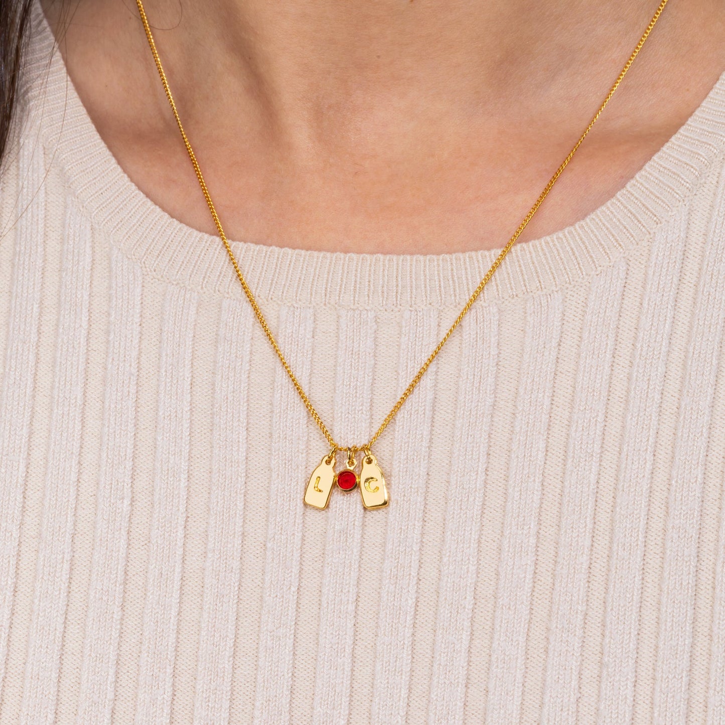 Collar 2 iniciales + piedra de aniversario