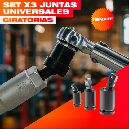 Juntas Universales Giratorias – Llega a los Tornillos Imposibles Sin Perder Torque · Set x3