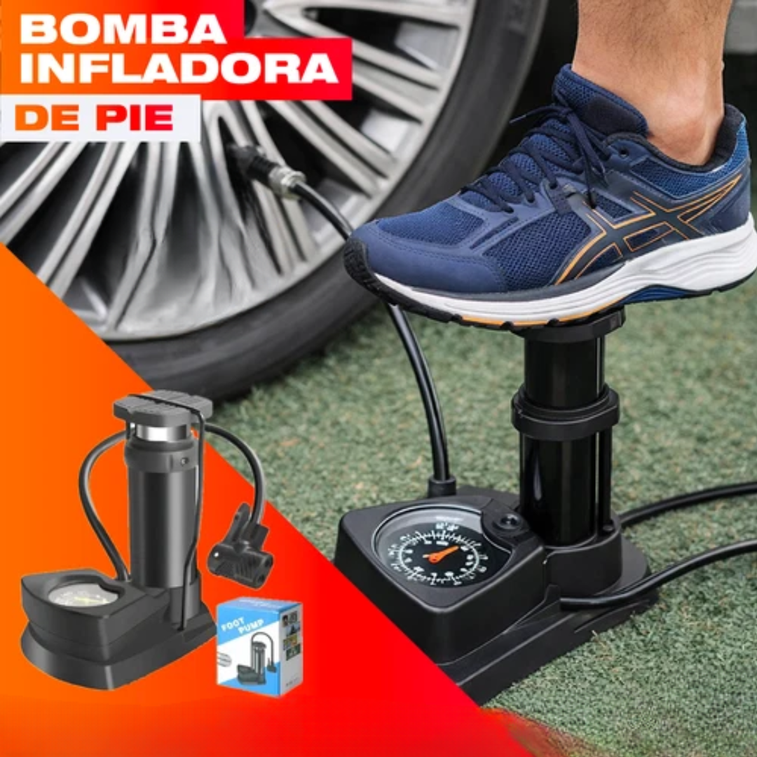 Bomba Infladora de Pie – Nunca te Quedes Varado por una Llanta Baja