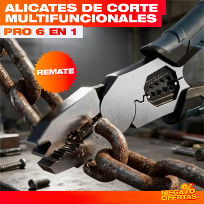 Alicate Multifunción 6 en 1 – Pinza Pela-Cables Profesional