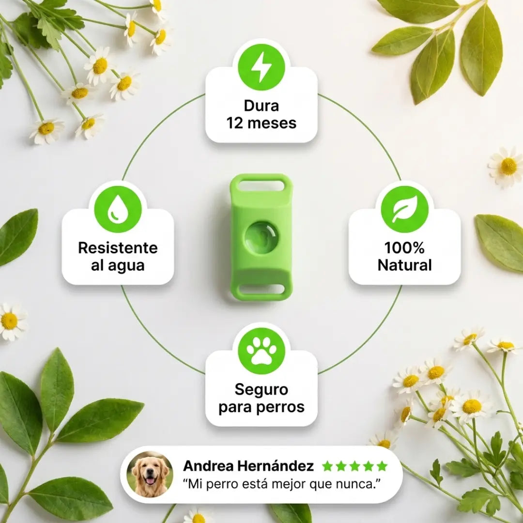 Collar 12 Meses de Protección Antipulgas y Garrapatas 100% Natural para Perros