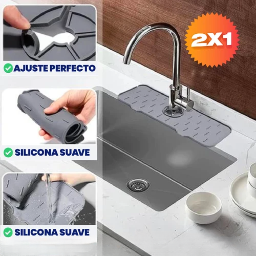 2 Alfombrillas de Silicona Absorbente – Mesón Seco Sin Charcos Alrededor del Grifo · 2x1