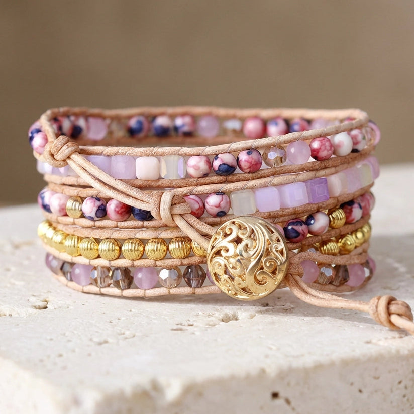 Pulsera de cuarzo rosa curativa
