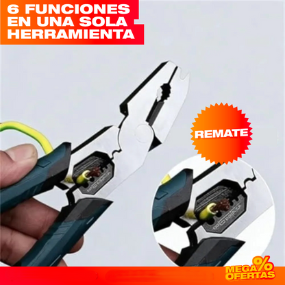 Alicate Multifunción 6 en 1 – Pinza Pela-Cables Profesional