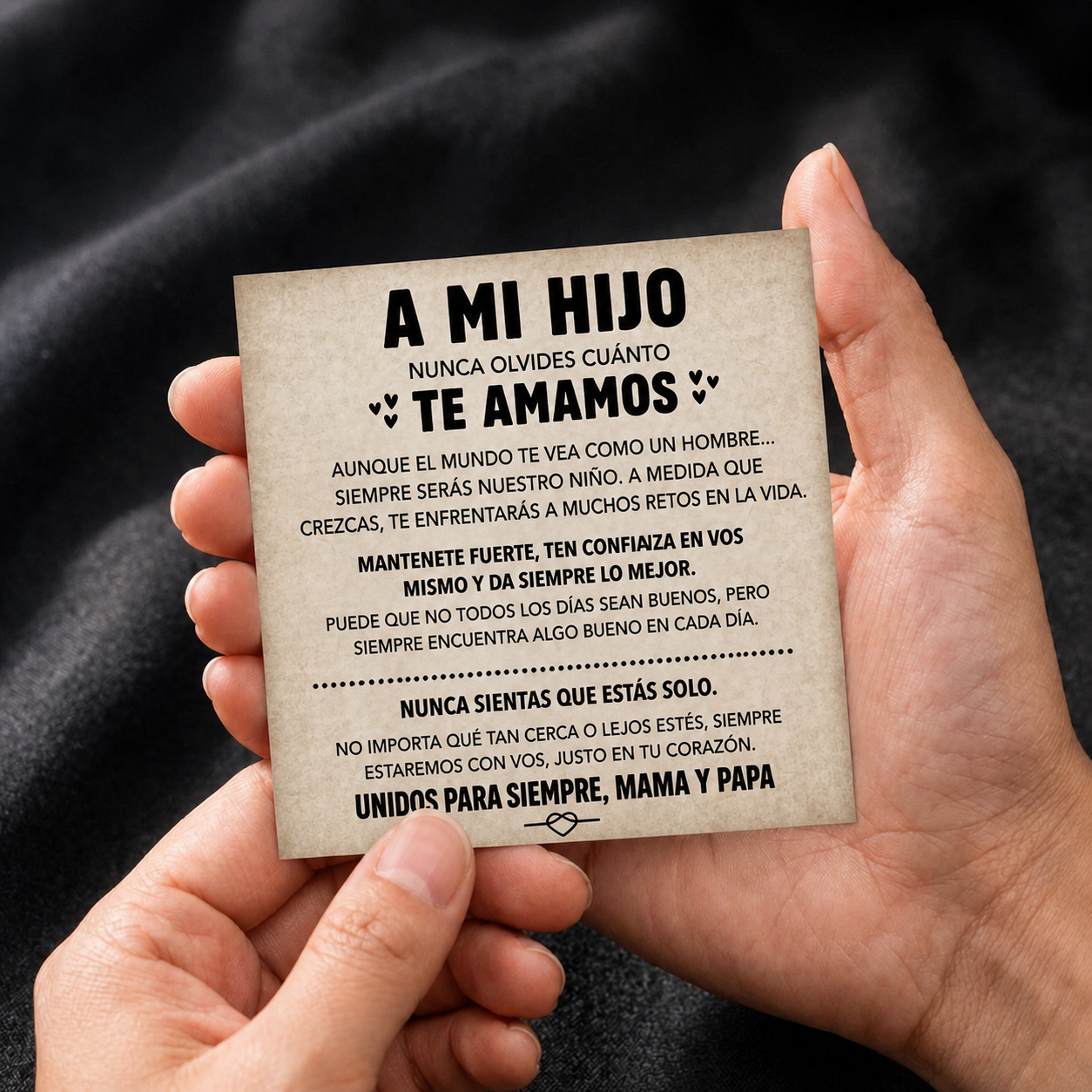 A Mi Hijo | Pulsera de Cuero Siempre Unidos | Regalo Mama y Papa