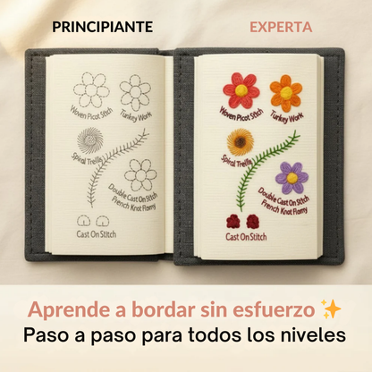 Libro de Bordado Antiestrés: Kit Completo con + 60  Diseños