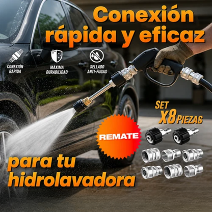 Set x8 piezas Adaptador Conector Para Hidro Lavadora A Presión Acero Inoxidable