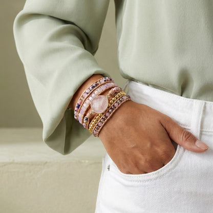 Pulsera de cuarzo rosa curativa