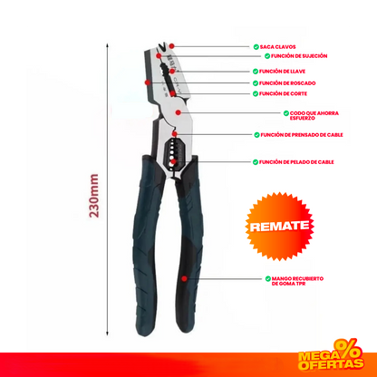 Alicate Multifunción 6 en 1 – Pinza Pela-Cables Profesional