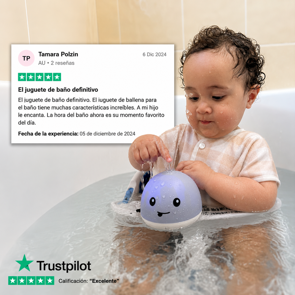 Juguete de baño de ballena feliz Toddla™