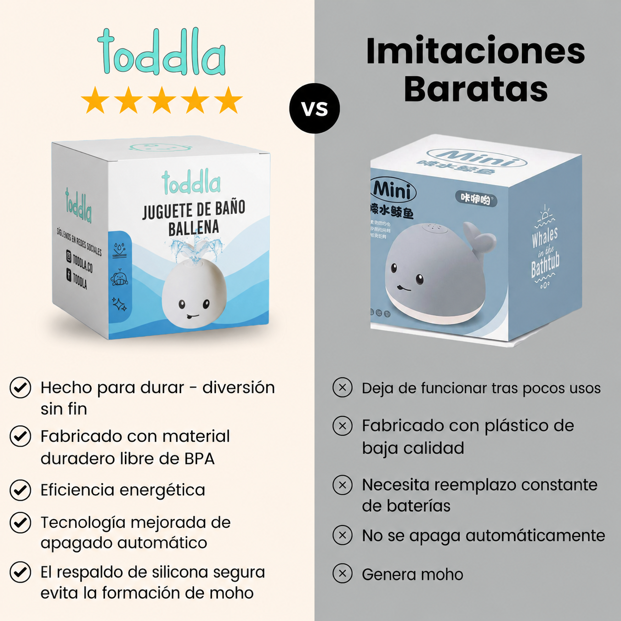 Juguete de baño de ballena feliz Toddla™