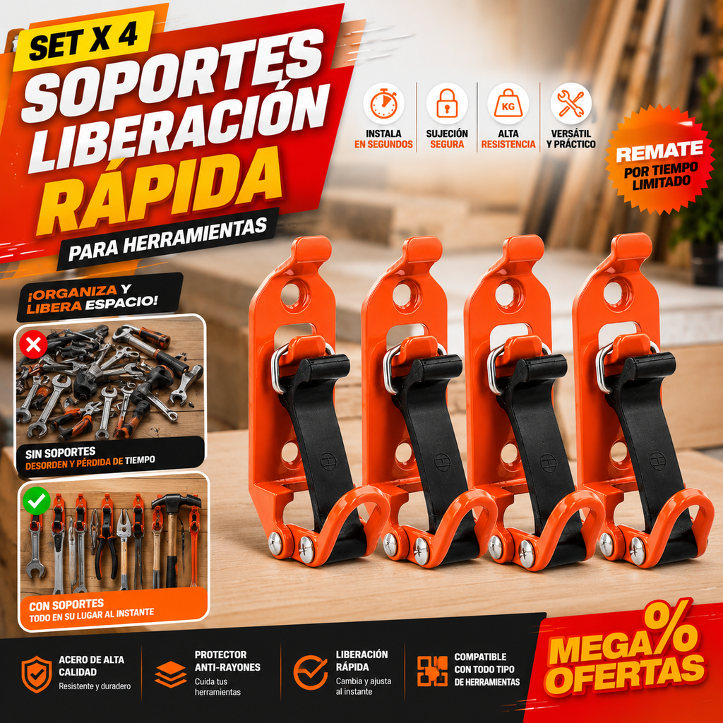 Set x4 Soportes Liberación Rápida para herramientas