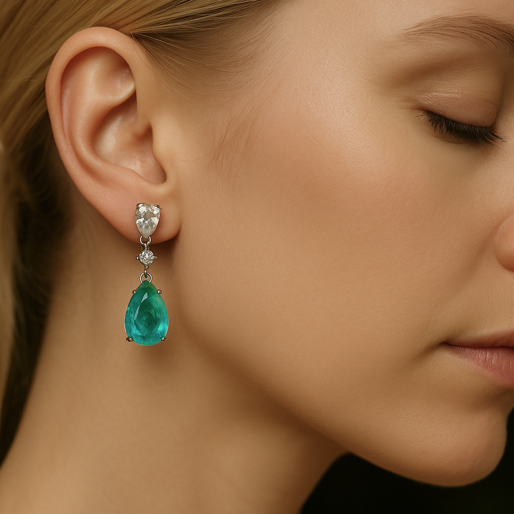 Aros Gotas del Edén Moissanitas y Jade