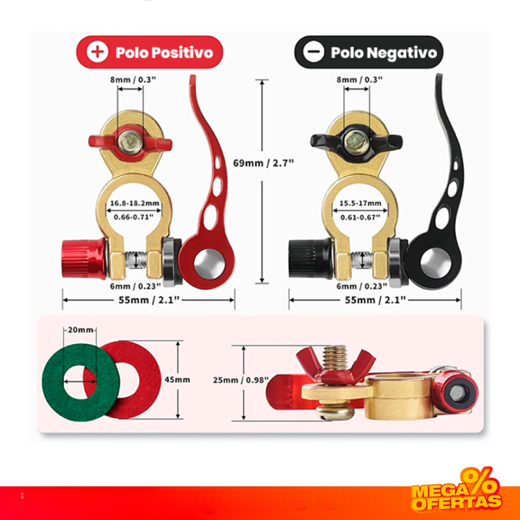 Kit Conector Rápido a Terminal de Batería – Conecta la Batería Firme y Sin Chispas