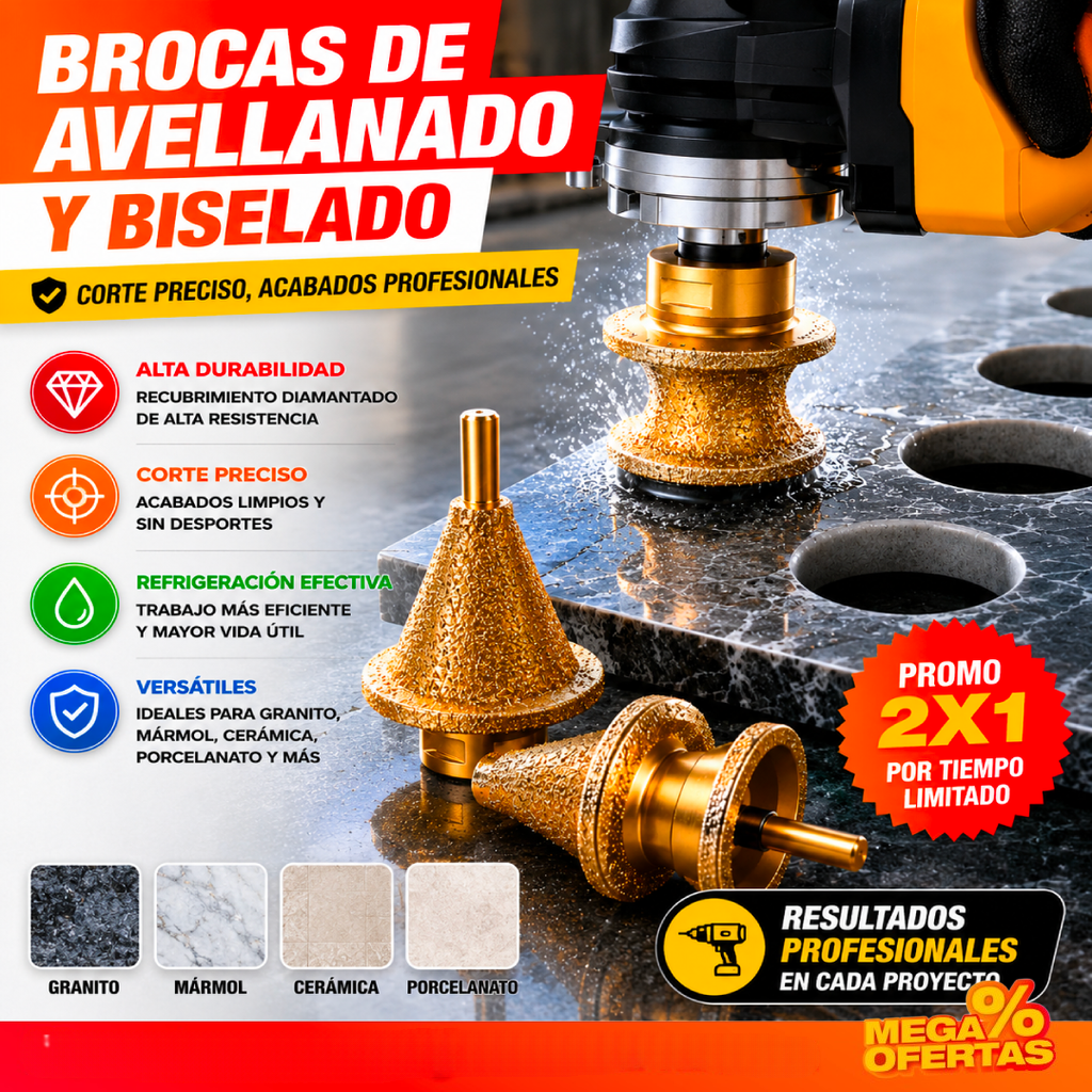 Promo 2x1 Brocas Diamantadas de Avellanado y Biselado
