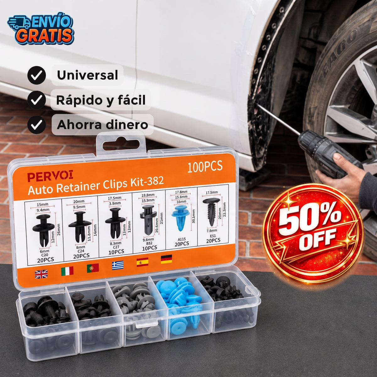 FixClip™ - Kit clips universales vehículo