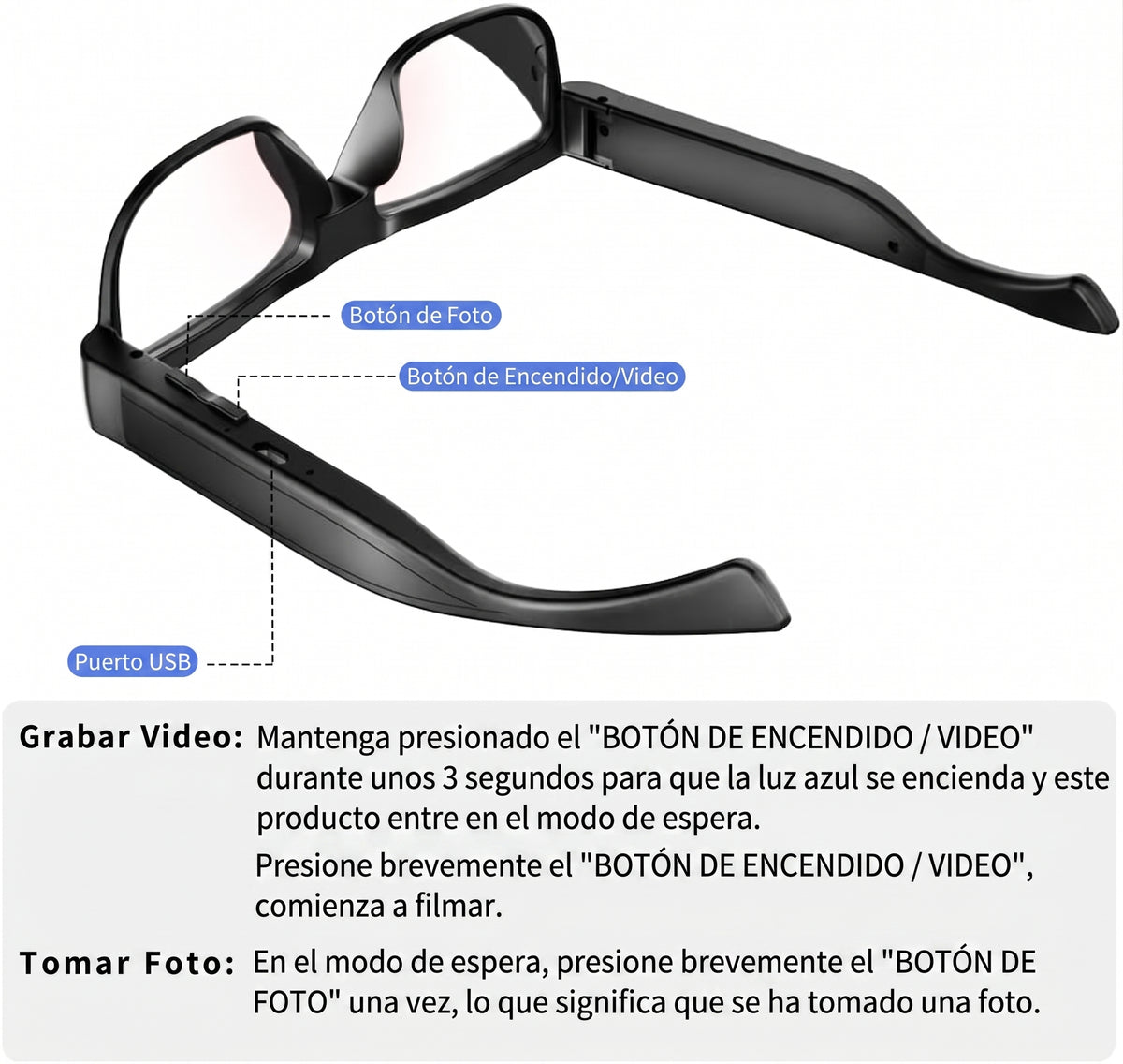Gafas Cámara HD Portátiles