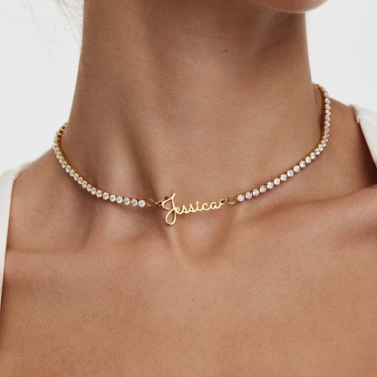 Collar estilo tennis con nombre personalizado