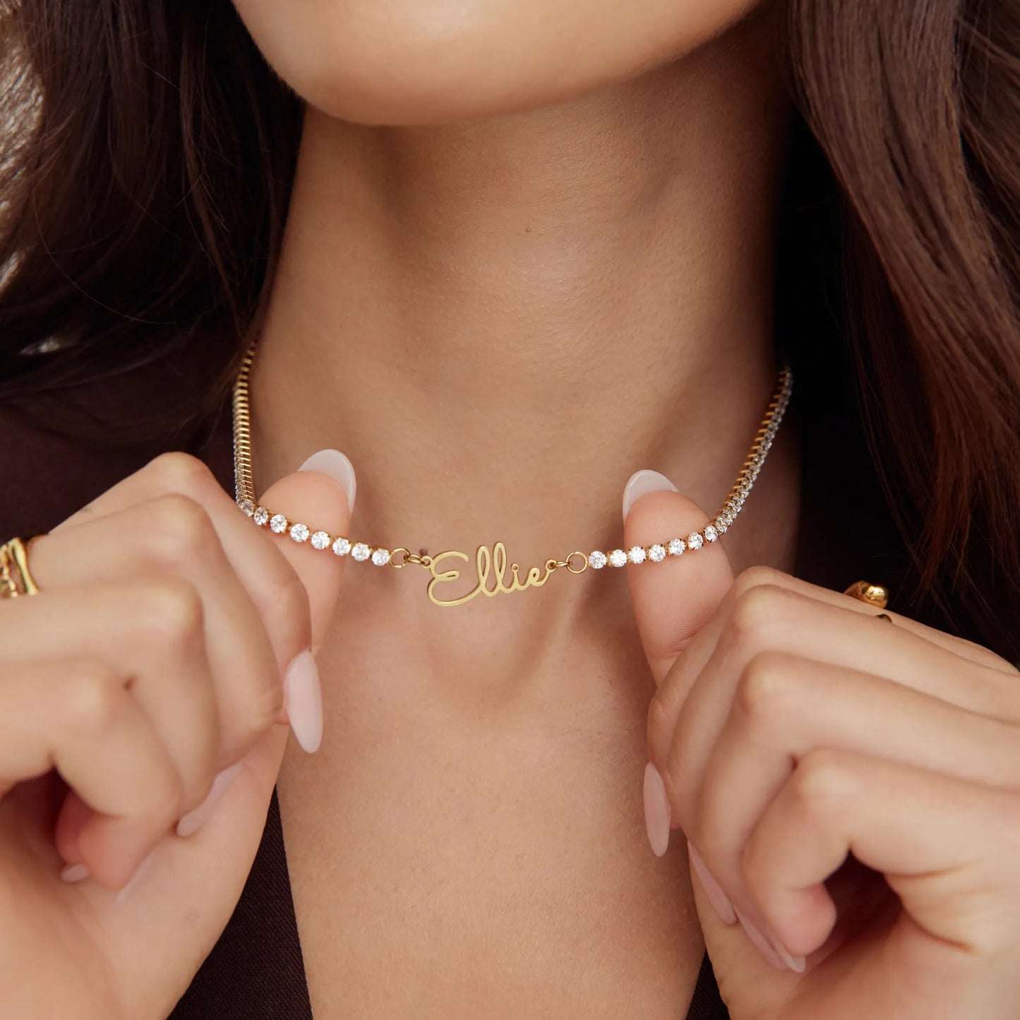 Collar estilo tennis con nombre personalizado