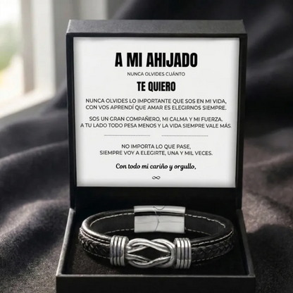 A Mi Ahijado | Pulsera de Cuero Siempre Unidos I Regalo de Padrinos
