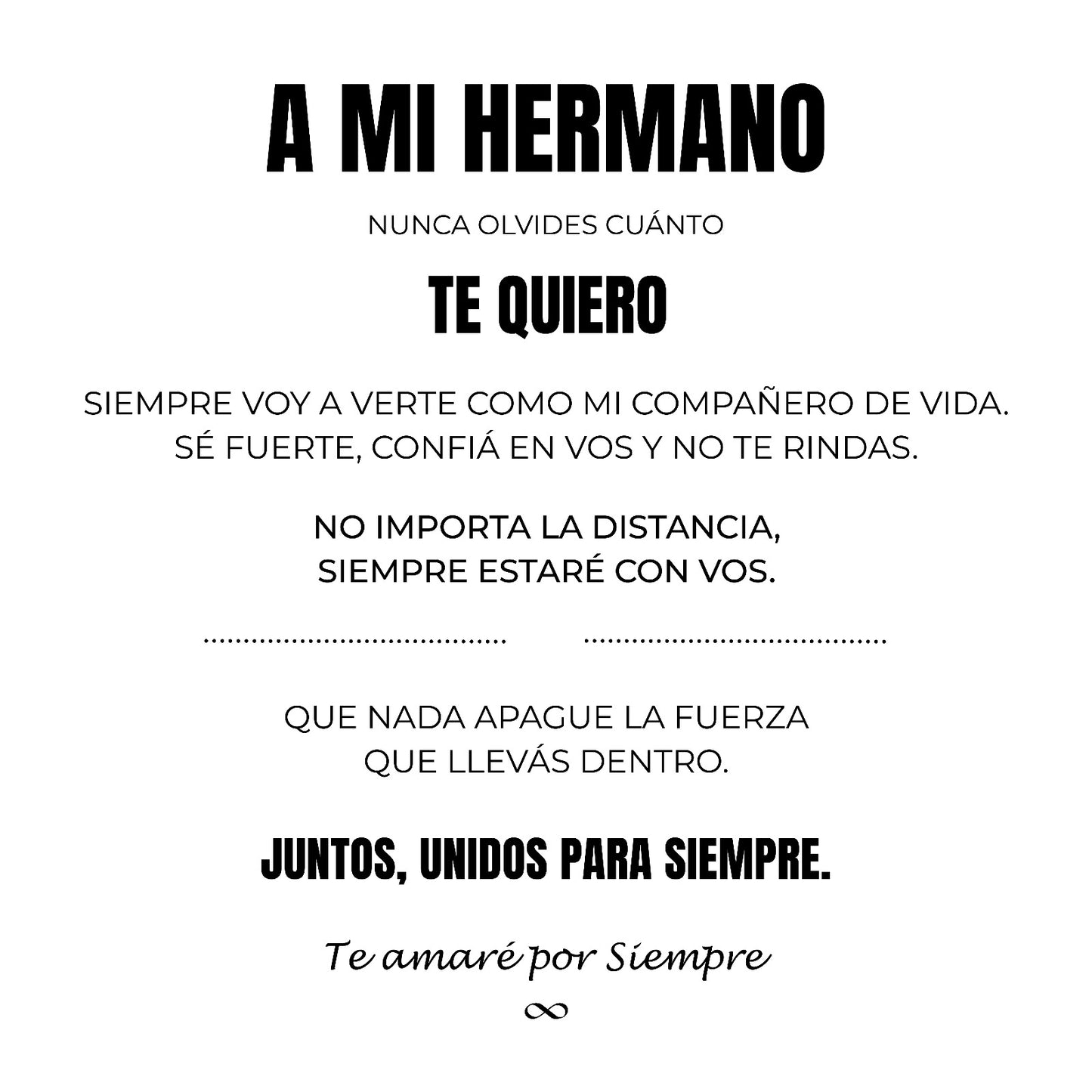 A Mi Hermano| Siempre Unidos | Pulsera de Cuero