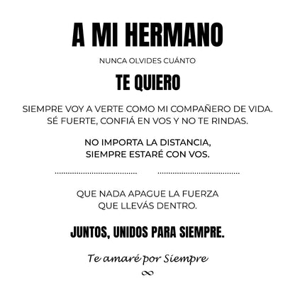 A Mi Hermano| Siempre Unidos | Pulsera de Cuero