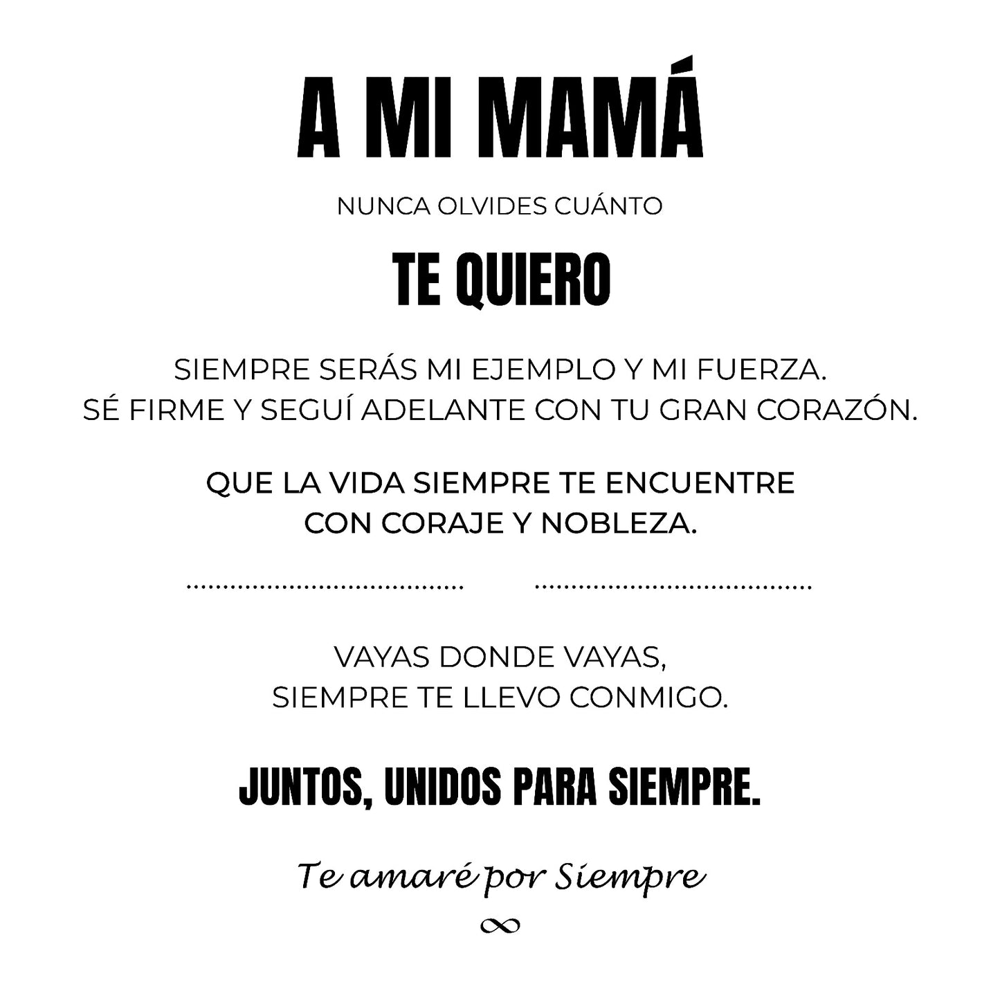 A Mi Mamá | Siempre Unidos | Pulsera Corazón
