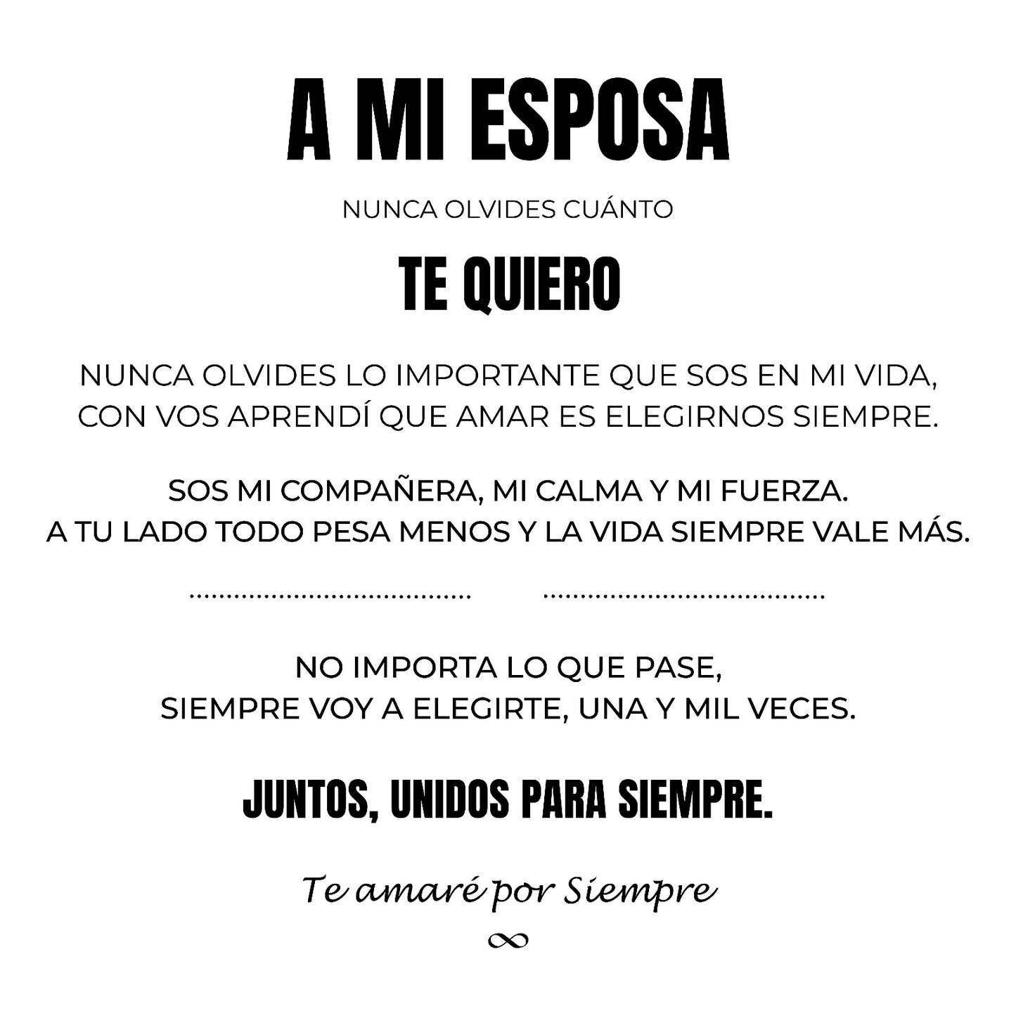 A Mi Esposa | Siempre Unidos | Pulsera Corazón