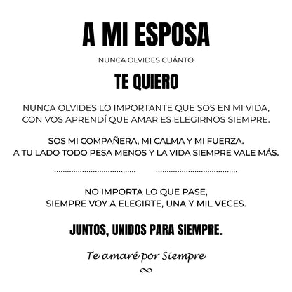 A Mi Esposa | Siempre Unidos | Pulsera Corazón