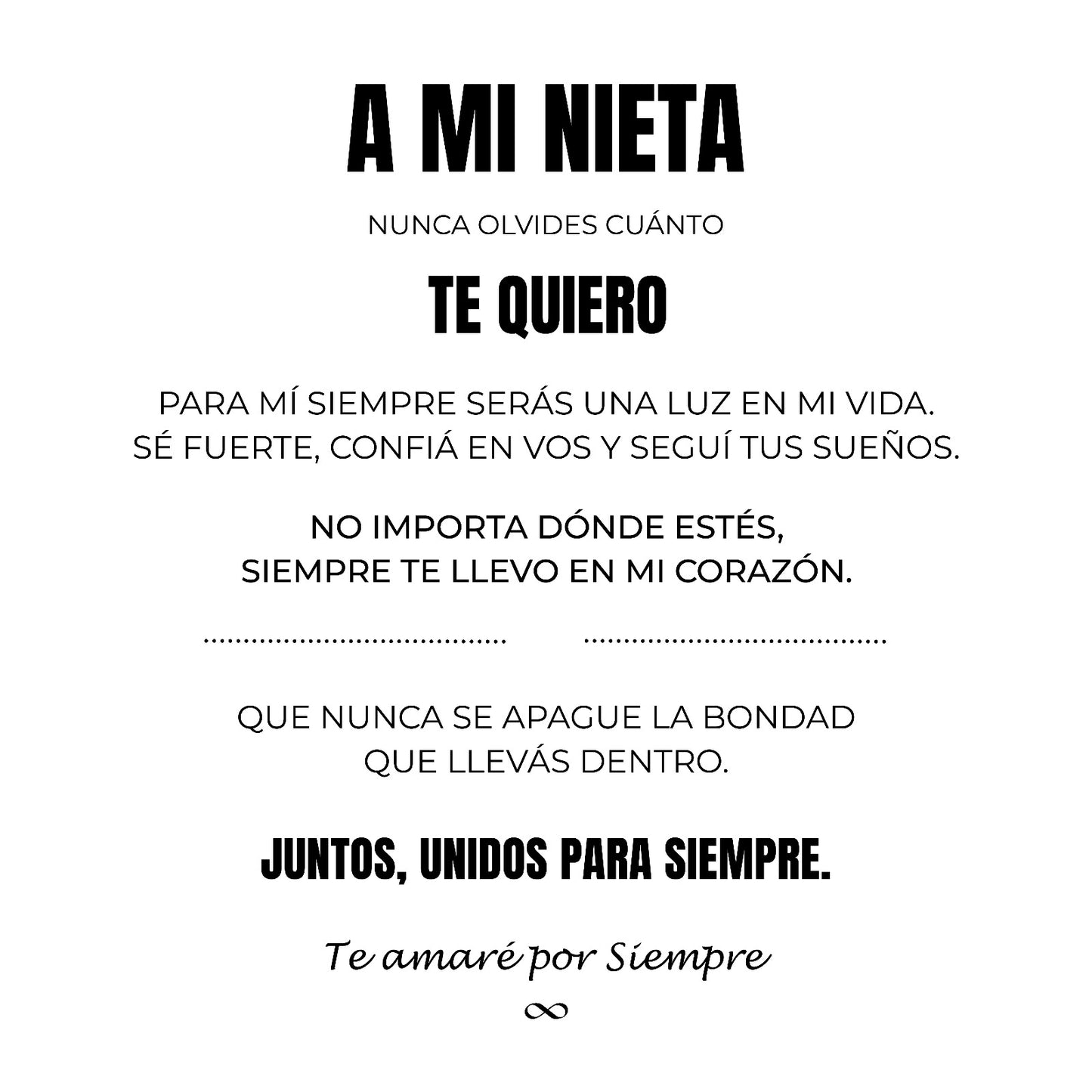 A Mi Nieta | Siempre Unidos | Pulsera Corazón