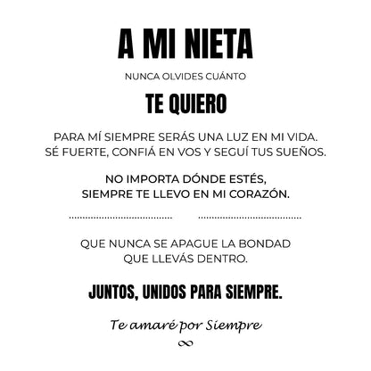 A Mi Nieta | Siempre Unidos | Pulsera Corazón
