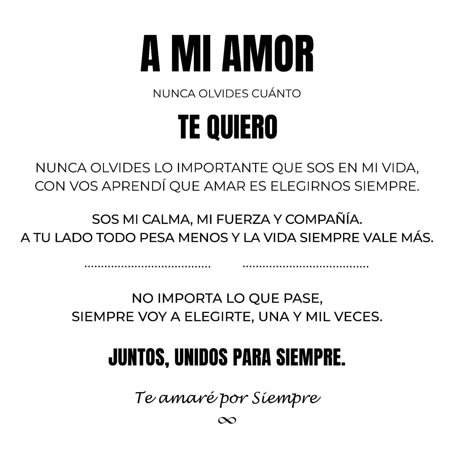 A Mi Amor | Siempre Unidos | Pulsera Corazón