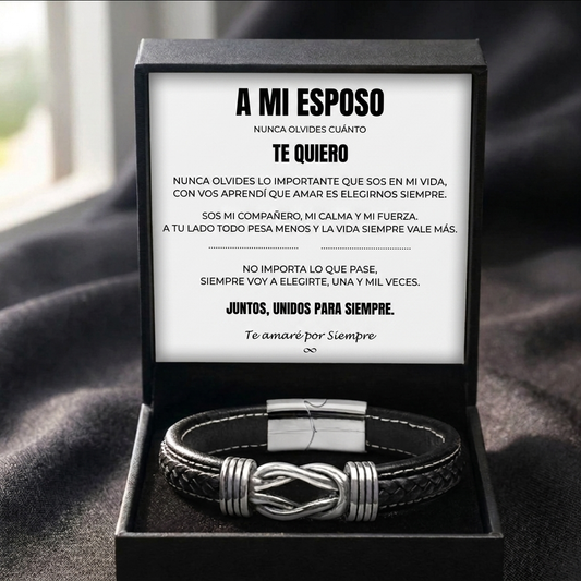 A Mi Esposo | Siempre Unidos | Pulsera de Cuero