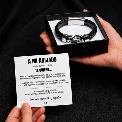 A Mi Ahijado | Pulsera de Cuero Siempre Unidos I Regalo de Padrinos