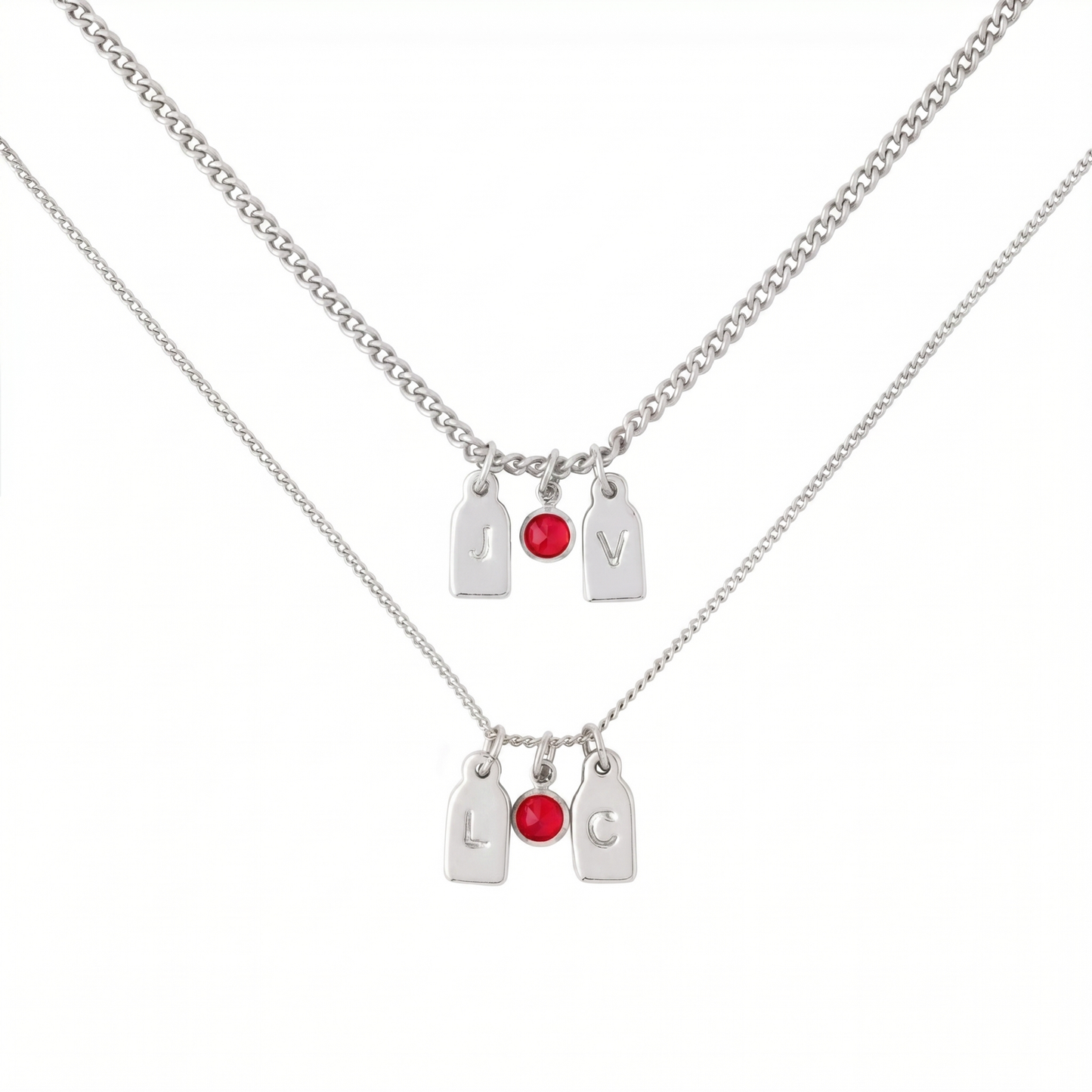 Collar 2 iniciales + piedra de aniversario
