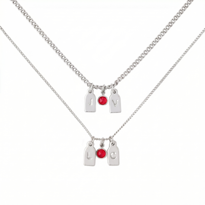 Collar 2 iniciales + piedra de aniversario