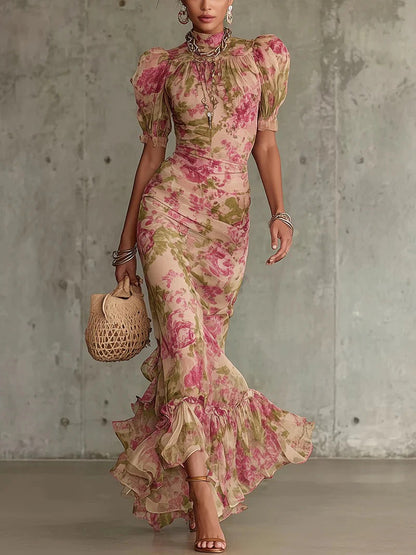 Fiora | Vestido largo con estampado vintage de rosas