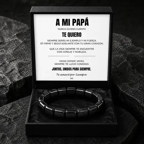 Pulsera A Mi Papa De Piedra Hematita Ajustable