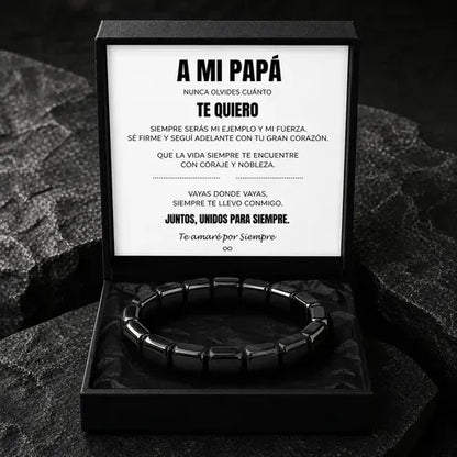 Pulsera A Mi Papa De Piedra Hematita Ajustable
