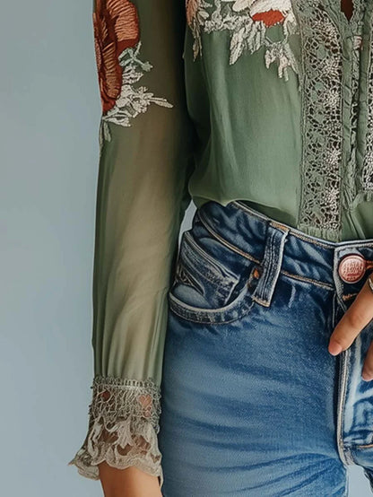 Mariola | Blusa Elegante Encaje Floral