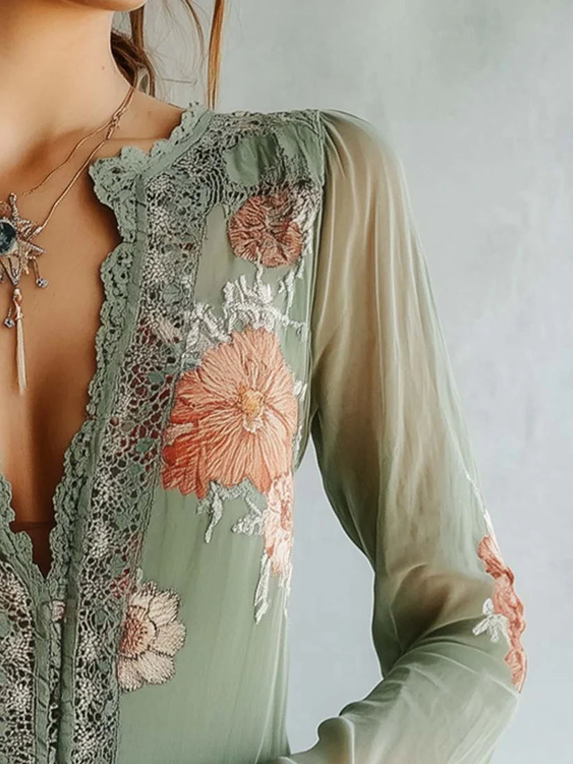 Mariola | Blusa Elegante Encaje Floral