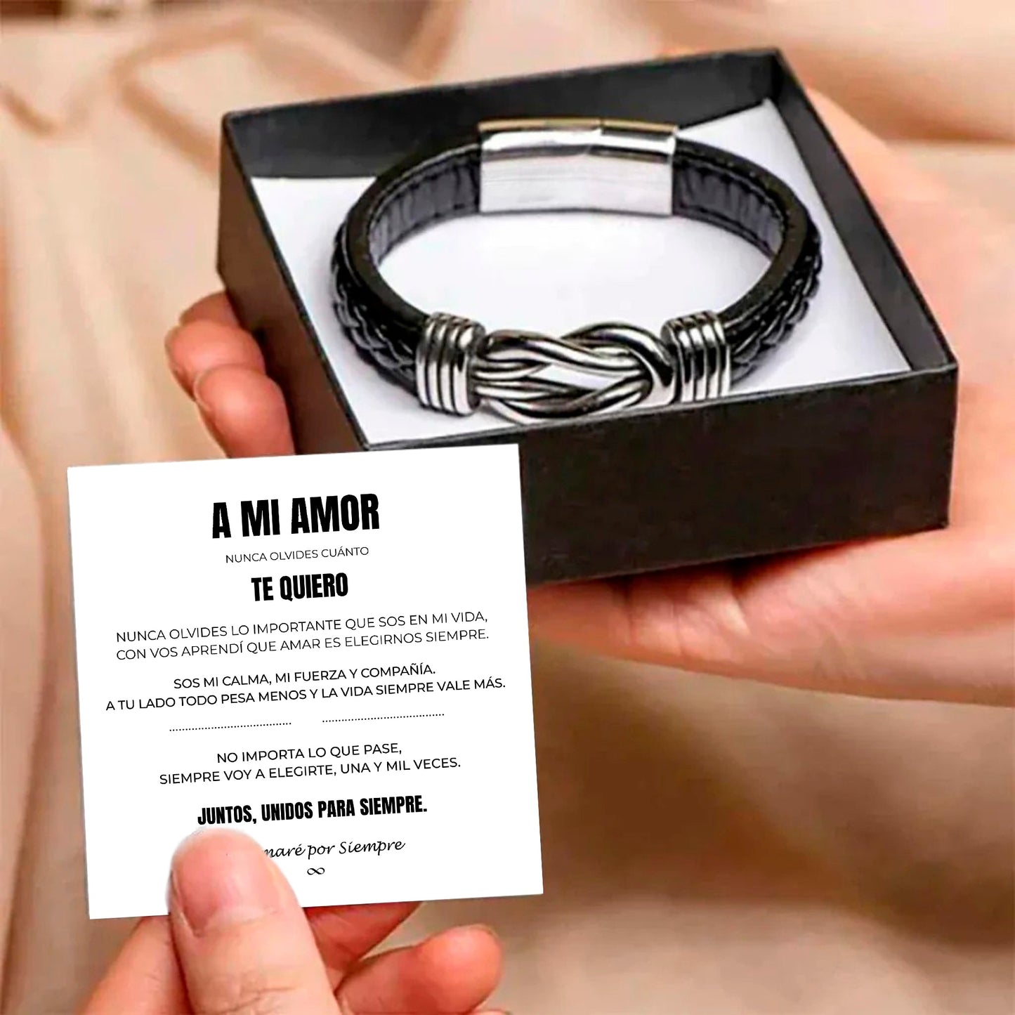 A Mi Amor | Siempre Unidos | Pulsera de Cuero